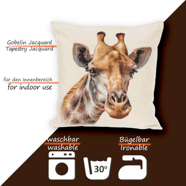 Kissenhülle Gobelin Kissen Jacquard Sofakissen Dekokissen mit & ohne Füllung 45x45cm Giraffe