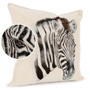 Kissenhülle Gobelin Kissen Jacquard Sofakissen Dekokissen mit & ohne Füllung 45x45cm Zebra