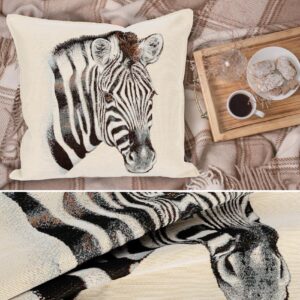 Kissenhülle Gobelin Kissen Jacquard Sofakissen Dekokissen mit & ohne Füllung 45x45cm Zebra