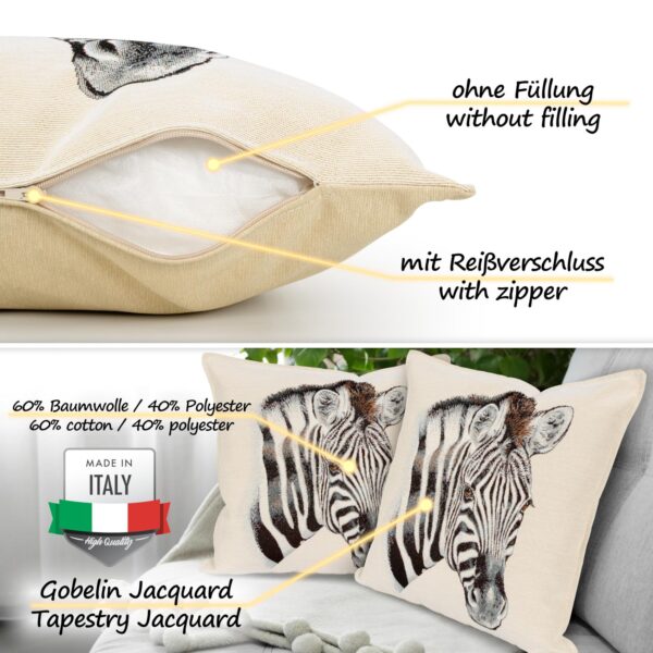 Kissenhülle Gobelin Kissen Jacquard Sofakissen Dekokissen mit & ohne Füllung 45x45cm Zebra