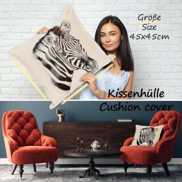 Kissenhülle Gobelin Kissen Jacquard Sofakissen Dekokissen mit & ohne Füllung 45x45cm Zebra