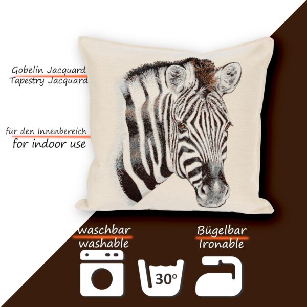 Kissenhülle Gobelin Kissen Jacquard Sofakissen Dekokissen mit & ohne Füllung 45x45cm Zebra
