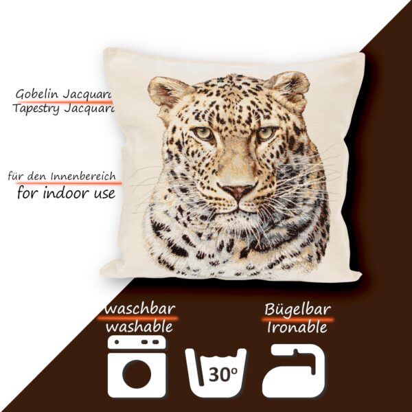 Kissenhülle Gobelin Kissen Jacquard Sofakissen Dekokissen mit & ohne Füllung 45x45cm Leopard