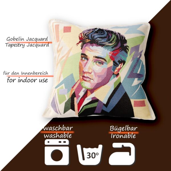 Gobelin Dekokissen Stars Zierkissen Sofakissen Kissenbezug mit & ohne Füllung 45x45cm Elvis Presley