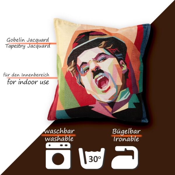 Gobelin Dekokissen Stars Zierkissen Sofakissen Kissenbezug mit & ohne Füllung 45x45cm Charlie Chaplin