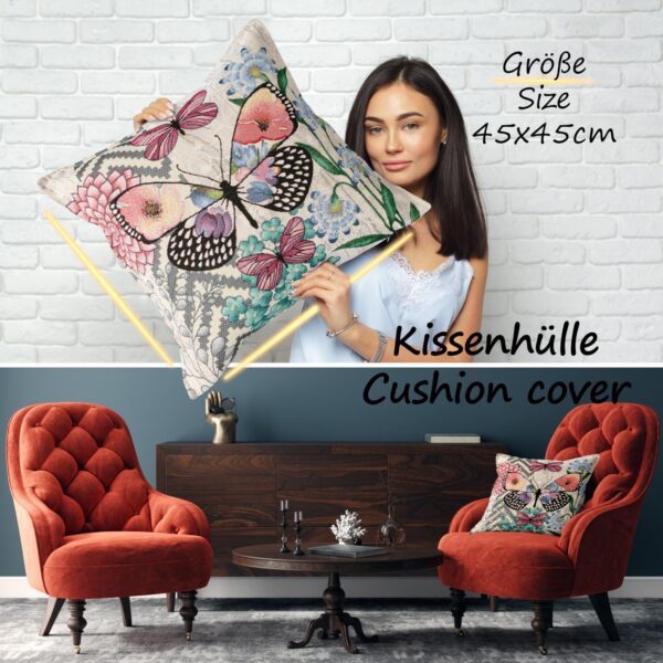 Gobelin Dekokissen Landhaus Vintage Sofakissen mit & ohne Füllung 45x45cm Schmetterlinge