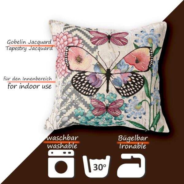 Gobelin Dekokissen Landhaus Vintage Sofakissen mit & ohne Füllung 45x45cm Schmetterlinge