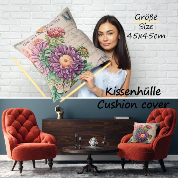 Gobelin Dekokissen Landhaus Vintage Sofakissen mit & ohne Füllung 45x45cm Blumen