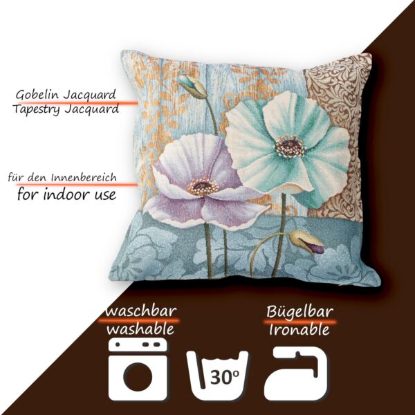 Gobelin Dekokissen Landhaus Vintage Sofakissen mit & ohne Füllung 45x45cm Lila Mohn