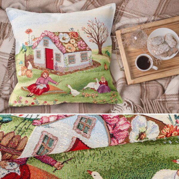 Gobelin Dekokissen Landhaus Vintage Sofakissen mit & ohne Füllung 45x45cm Lebkuchenhaus
