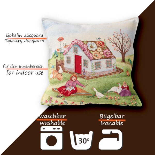 Gobelin Dekokissen Landhaus Vintage Sofakissen mit & ohne Füllung 45x45cm Lebkuchenhaus 