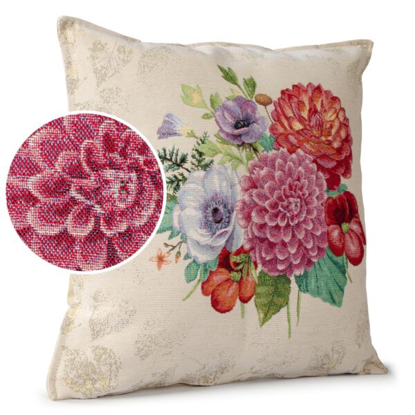 Gobelin Dekokissen Landhaus Vintage Sofakissen mit & ohne Füllung 45x45cm Blumenstrauß