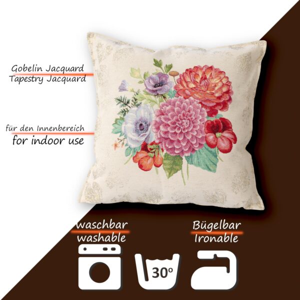 Gobelin Dekokissen Landhaus Vintage Sofakissen mit & ohne Füllung 45x45cm Blumenstrauß