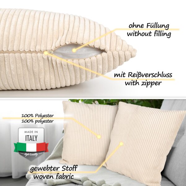 Cord Kissen Kissenbezug Sofakissen Cord Dekokissen Kissenhülle mit & ohne Füllung 4 Größen Creme
