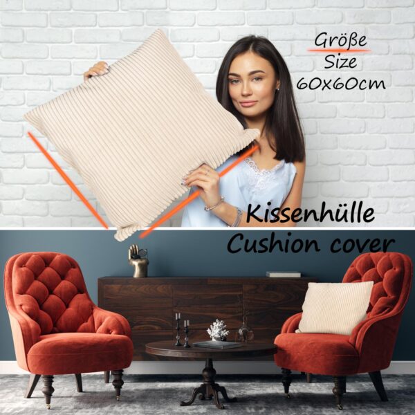 Cord Kissen Kissenbezug Sofakissen Cord Dekokissen Kissenhülle mit & ohne Füllung 4 Größen Creme