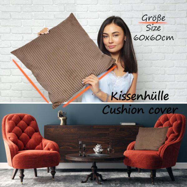 Cord Kissen Kissenbezug Sofakissen Cord Dekokissen Kissenhülle mit & ohne Füllung 4 Größen Braun