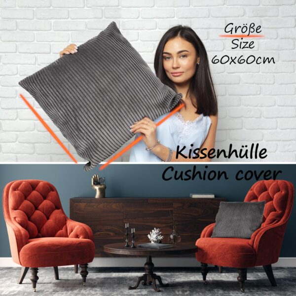 Cord Kissen Kissenbezug Sofakissen Cord Dekokissen Kissenhülle mit & ohne Füllung 4 Größen Dunkelgrau