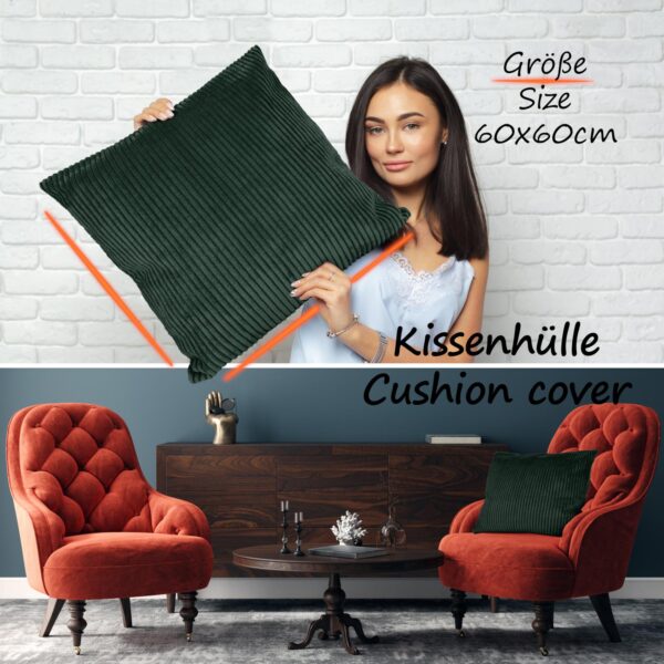 Cord Kissen Kissenbezug Sofakissen Cord Dekokissen Kissenhülle mit & ohne Füllung 4 Größen Grün