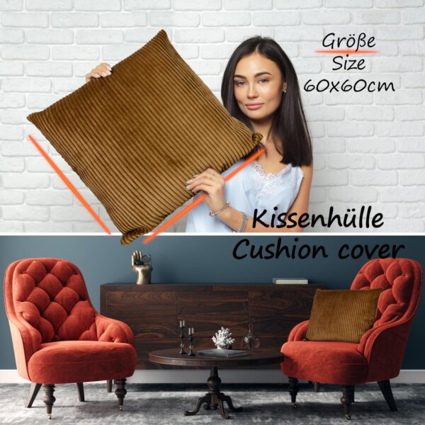Cord Kissen Kissenbezug Sofakissen Cord Dekokissen Kissenhülle mit & ohne Füllung 4 Größen Senf