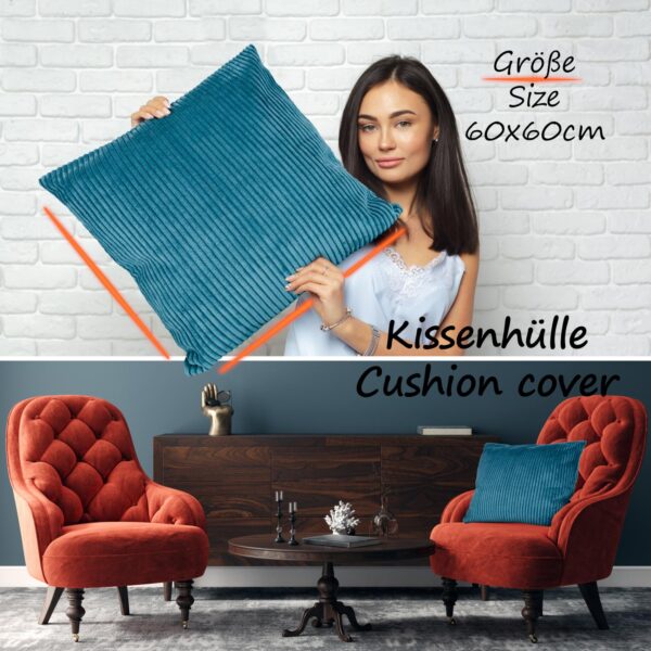 Cord Kissen Kissenbezug Sofakissen Cord Dekokissen Kissenhülle mit & ohne Füllung 4 Größen Türkis
