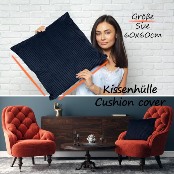 Cord Kissen Kissenbezug Sofakissen Cord Dekokissen Kissenhülle mit & ohne Füllung 4 Größen Blau