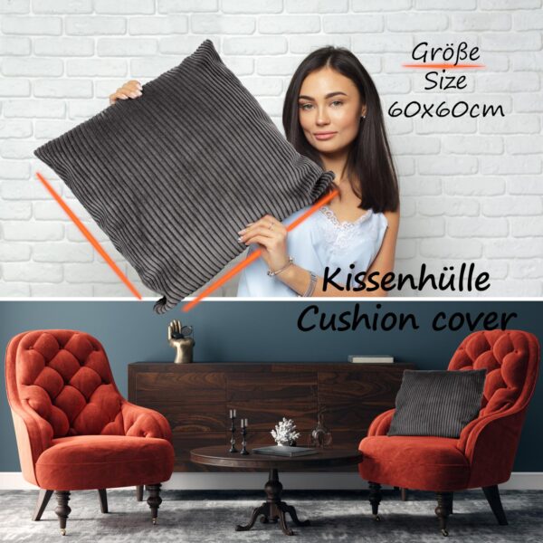 Cord Kissen Kissenbezug Sofakissen Cord Dekokissen Kissenhülle mit & ohne Füllung 4 Größen Anthrazit