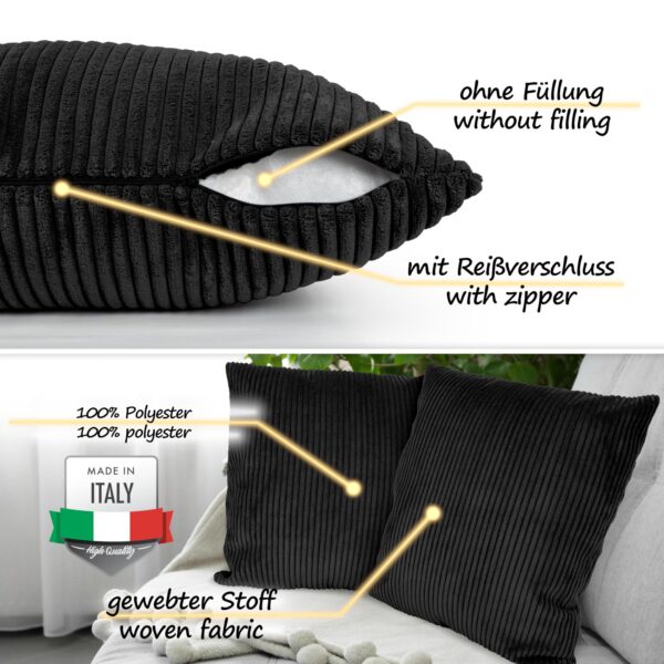 Cord Kissen Kissenbezug Sofakissen Cord Dekokissen Kissenhülle mit & ohne Füllung 4 Größen Schwarz