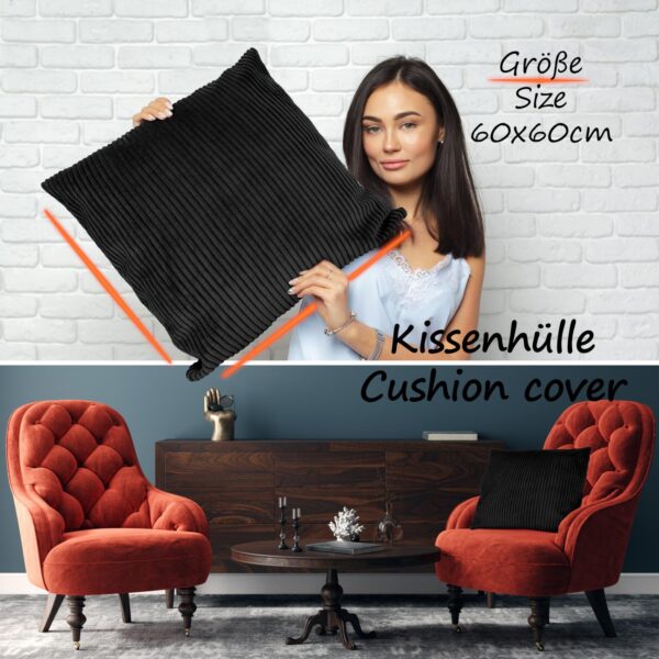 Cord Kissen Kissenbezug Sofakissen Cord Dekokissen Kissenhülle mit & ohne Füllung 4 Größen Schwarz