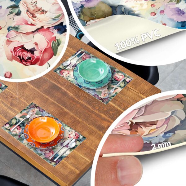 Tischset Platzset Platzdeckchen abwaschbar Tischuntersetzer PVC hitzebeständig Rosen 30x45cm