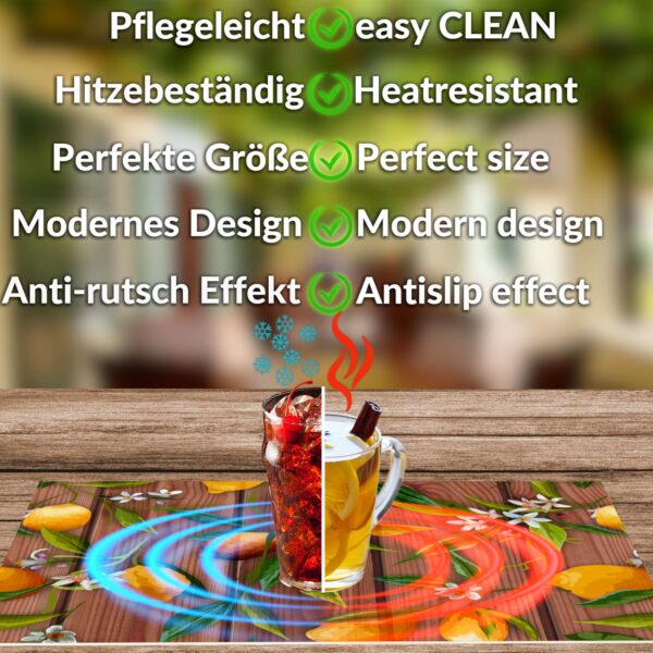Tischset Platzsets Platzdeckchen abwaschbar Tischuntersetzer PVC hitzebeständig Zitrone Braun Grau 35x50cm