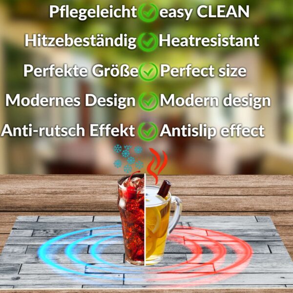 Tischset Platzsets Platzdeckchen abwaschbar Tischuntersetzer PVC hitzebeständig Whisky Wood Grau 35x50cm