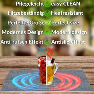 Platzdeckchen Tischset Platzset abwaschbar Tischuntersetzer PVC hitzebeständig Uni Leinen Dark 30x45cm