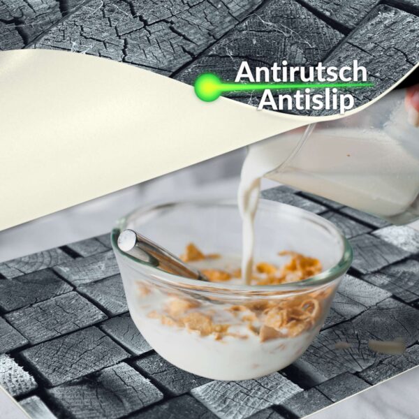 Platzdeckchen Tischset Platzset abwaschbar Tischmatte PVC Platzmatte Holz Anthrazit 30x45cm