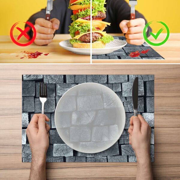 Platzdeckchen Tischset Platzset abwaschbar Tischmatte PVC Platzmatte Holz Anthrazit 30x45cm