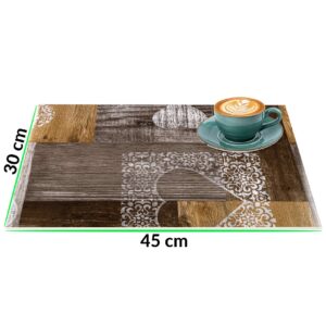 Tischset Platzsets Platzdeckchen abwaschbar Tischuntersetzer PVC hitzebeständig Holz Herz Liebe 30x45cm