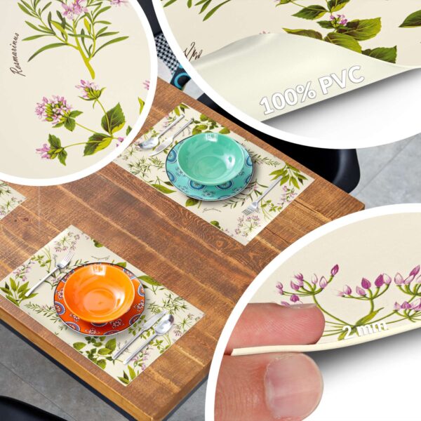 Tischset Platzsets Platzdeckchen abwaschbar Tischuntersetzer PVC hitzebeständig Botanica 35x50cm