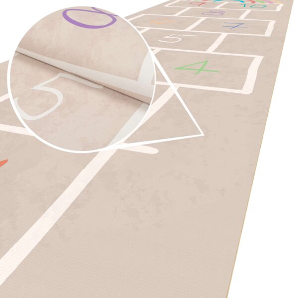Spielmatte Teppich Läufer Flur Hüpfspiel Hüpfkästchen Spielteppich abwaschbar Spring Kreuz Beige 67x240cm