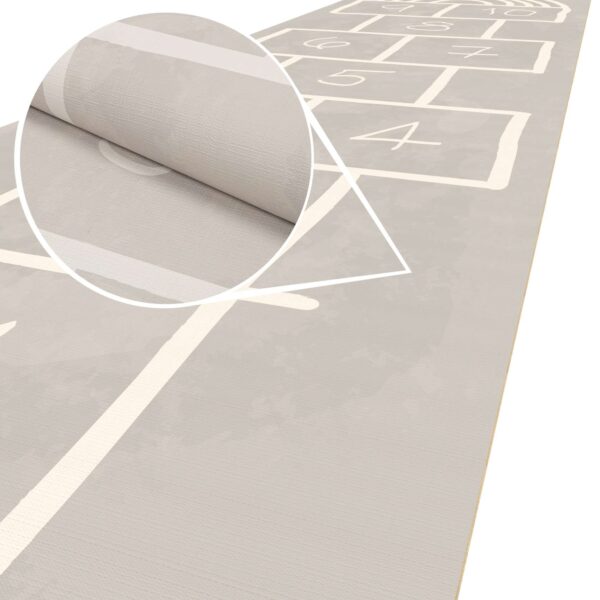 Spielmatte Teppich Läufer Flur Hüpfspiel Hüpfkästchen Spielteppich abwaschbar Spring Kreuz Grau 67x240cm