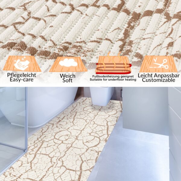 Weichschaummatte Badematte rutschfest Badvorleger Meterware Antirutschmatte MarmorMarmor Beige 65cm