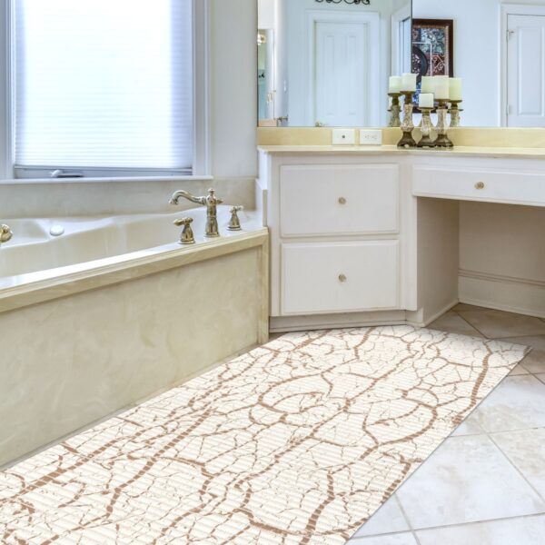 Weichschaummatte Badematte rutschfest Badvorleger Meterware Antirutschmatte MarmorMarmor Beige 65cm