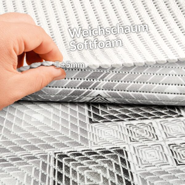 Weichschaummatte Badematte rutschfest Badvorleger Meterware Antirutschmatte Karo Grau 130cm