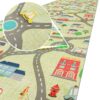 Küchenläufer rutschfest abwischbar Teppich Spielkarte Stadt für Kinder Mehrfarbig 65cm Breit