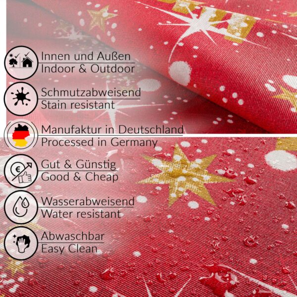 Stoff Tischdecke Textil Weihnachtstischdecke abwaschbar Tischtuch Baumwolle Polyester Christmas Rot