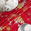 Stoff Tischdecke Textil Weihnachtstischdecke abwaschbar Tischtuch Baumwolle Polyester Christmas Rot