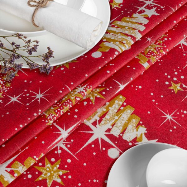Stoff Tischdecke Textil Weihnachtstischdecke abwaschbar Tischtuch Baumwolle Polyester Christmas Rot