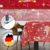 Stoff Tischdecke Textil Weihnachtstischdecke abwaschbar Tischtuch Baumwolle Polyester Christmas Rot