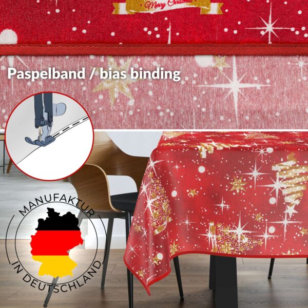Stoff Tischdecke Textil Weihnachtstischdecke abwaschbar Tischtuch Baumwolle Polyester Christmas Rot