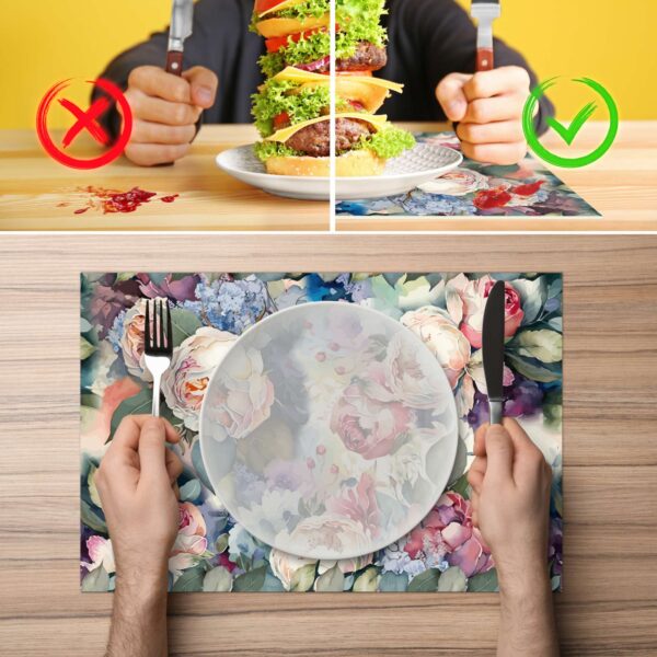 Tischset Platzset Platzdeckchen abwaschbar Tischuntersetzer PVC hitzebeständig Rosen 30x45cm