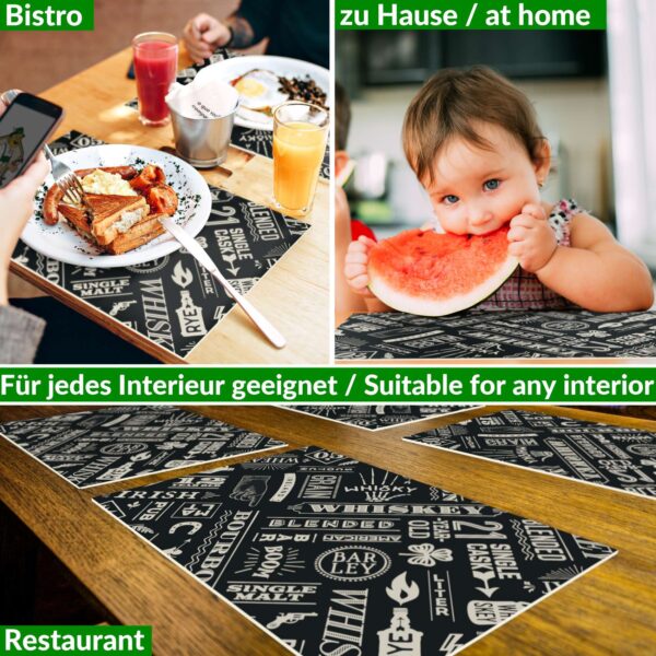 Tischset Platzsets Platzdeckchen abwaschbar Tischuntersetzer PVC hitzebeständig Whisky Anthrazit 35x50cm