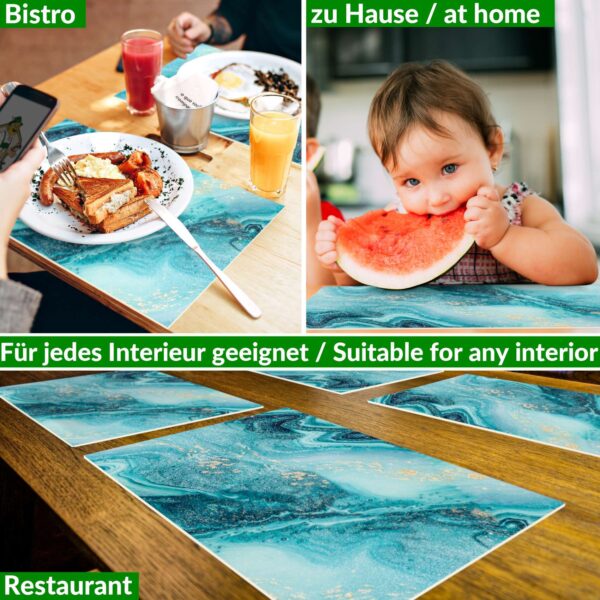 Tischset Platzsets Platzdeckchen abwaschbar Tischuntersetzer PVC hitzebeständig Marmor Blau 35x50cm